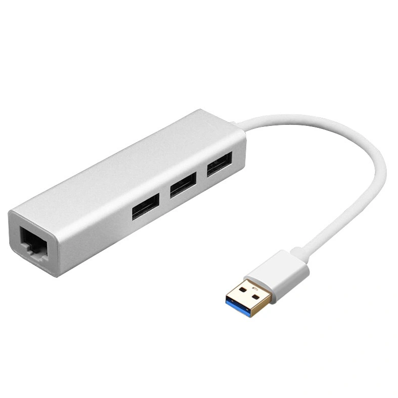 4 ΣΕ 1 USB HUB USB-A βύσμα σε 3xUSB-A 3.0+Gigabit RJ45 1000Mbps θύρα βάσης σύνδεσης με ethernet για φορητό υπολογιστή