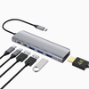 HUB USB C 6 IN 1 dengan HDMI 4K30HZ + PD 100W + Data Tipe C + 3 x USB A 3.0 stasiun dok adaptor multiport pengiriman daya untuk laptop macbook