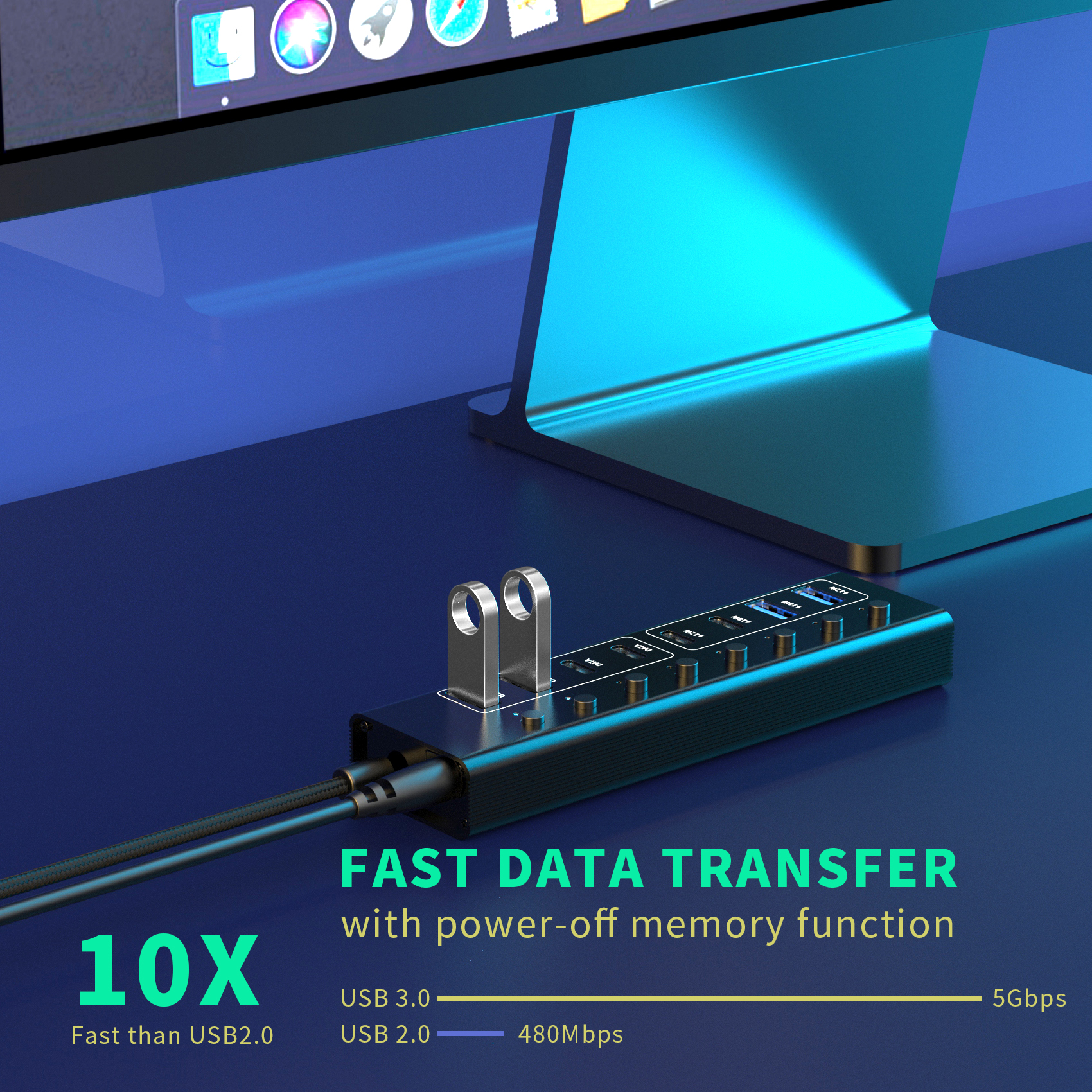 8 合 1 USB C 集線器，帶 2 x USB A 3.0 PD + 2 x Type C PD 數據 + 2 x Type C PD + 2 x USB A PD 電源充電多端口適配器塢站，適用於筆記本電腦 MacBook