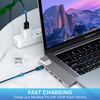 8 IN 2 USB C ہب HDMI + Thunderbolt 3 + Ethernet 1000Mbps + 3 x USB A 3.0 + SD + TF میموری کارڈ ریڈر سلاٹ ملٹی پورٹ اڈاپٹر ڈاکنگ اسٹیشن کے ساتھ