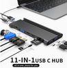 11 IN 1 usb c hub 2 x HDMI 4K 30HZ+ VGA + Type C PD 100W Data + RJ45 + 3 x USB A 3.0 + 3.5mm Audio/Mic + SD + TF k&aacute;rtyaolvas&oacute; t&ouml;bbportos dokkol&oacute; &aacute;llom&aacute;ssal laptophoz/telefonhoz