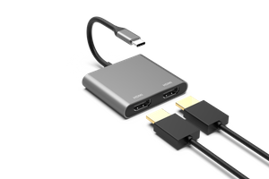適用於筆記本電腦/Macbook 的 2 合 1 C 型轉 2 x HDMI 4K USB C HUB 擴展塢