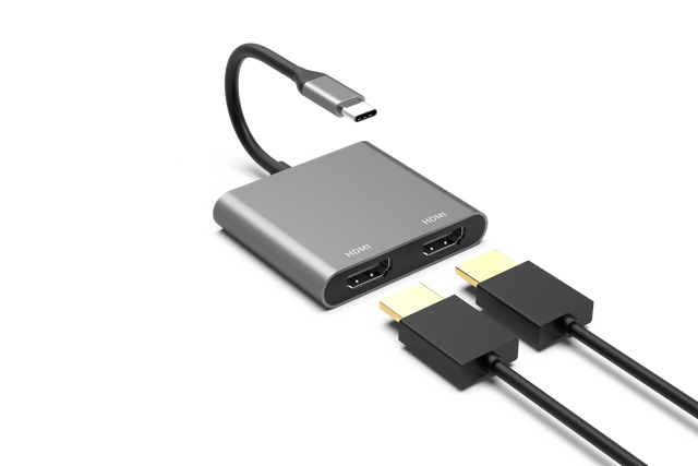 محطة إرساء 2 في 1 من النوع C إلى 2 &times; HDMI 4K USB C HUB لأجهزة الكمبيوتر المحمول/Macbook