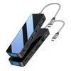 दर्पण चेहरा 13 IN 1 usb c हब्स् 2 x HDMI 4K 30HZ + VGA + PD 100W + प्रकार C Data + 3 x USB A 3.0 + RJ45 1000Mbps + 3.5mm ऑडियो + SD + TF कार्ड रीडर बहु ​​पोर्ट डॉकिंग स्टेशन सह
