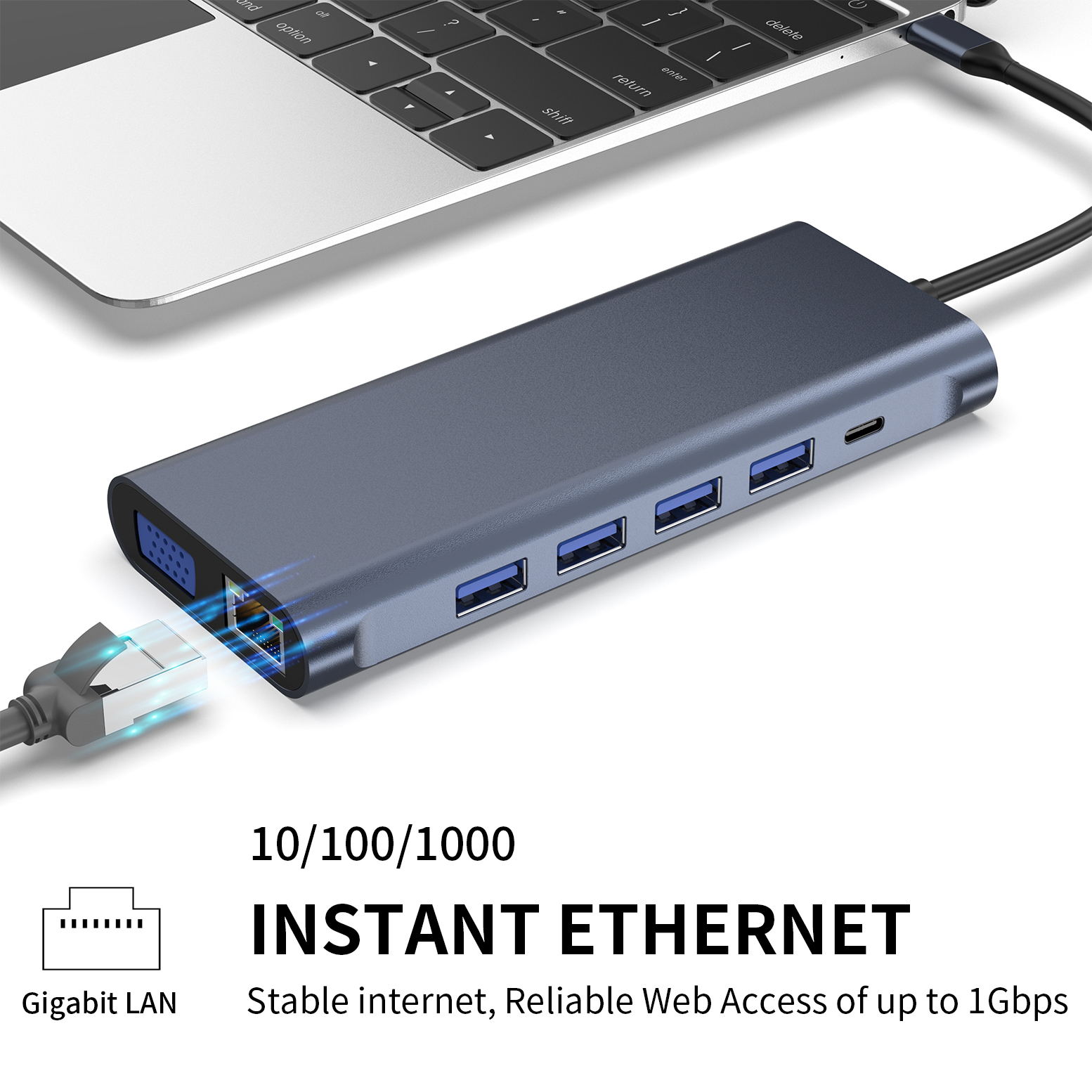 HDMI 4K 60HZ + DP + PD 100W + टाइप C डेटा + 3 x USB A 3.0 + USB A 2.0+ RJ45 1000Mbps + 3.5 मिमी ऑडियो + SD + TF कार्ड रीडर मल्टी पोर्ट डॉकिंग स्टेशन के साथ 12 IN 1 USB C हब