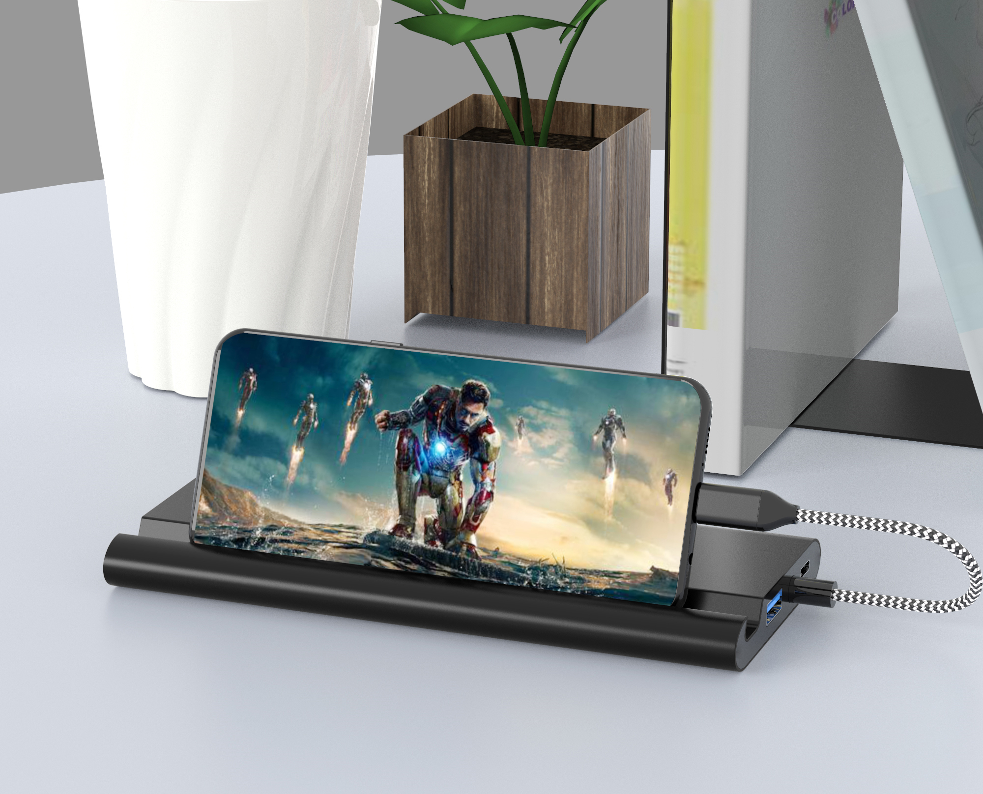 11 IN 1 usb c hub 2 x HDMI 4K 30HZ+ VGA + Type C PD 100W Data + RJ45 + 3 x USB A 3.0 + 3.5mm Audio/Mic + SD + TF k&aacute;rtyaolvas&oacute; t&ouml;bbportos dokkol&oacute; &aacute;llom&aacute;ssal laptophoz/telefonhoz