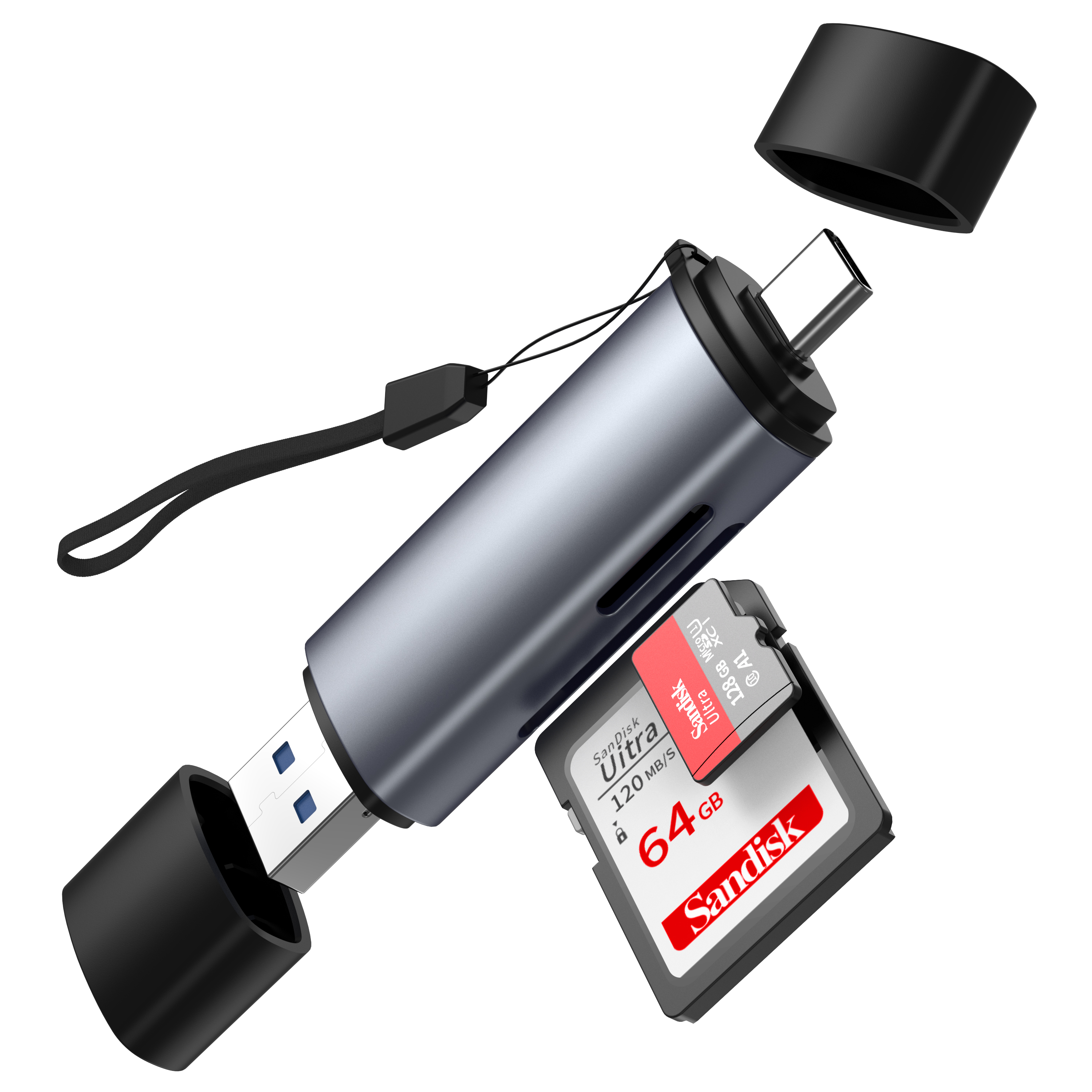 2 I 1 type c+usb et stik Kortl&aelig;ser SD TF l&aelig;sekort 3.0 hastighed 5 Gbps