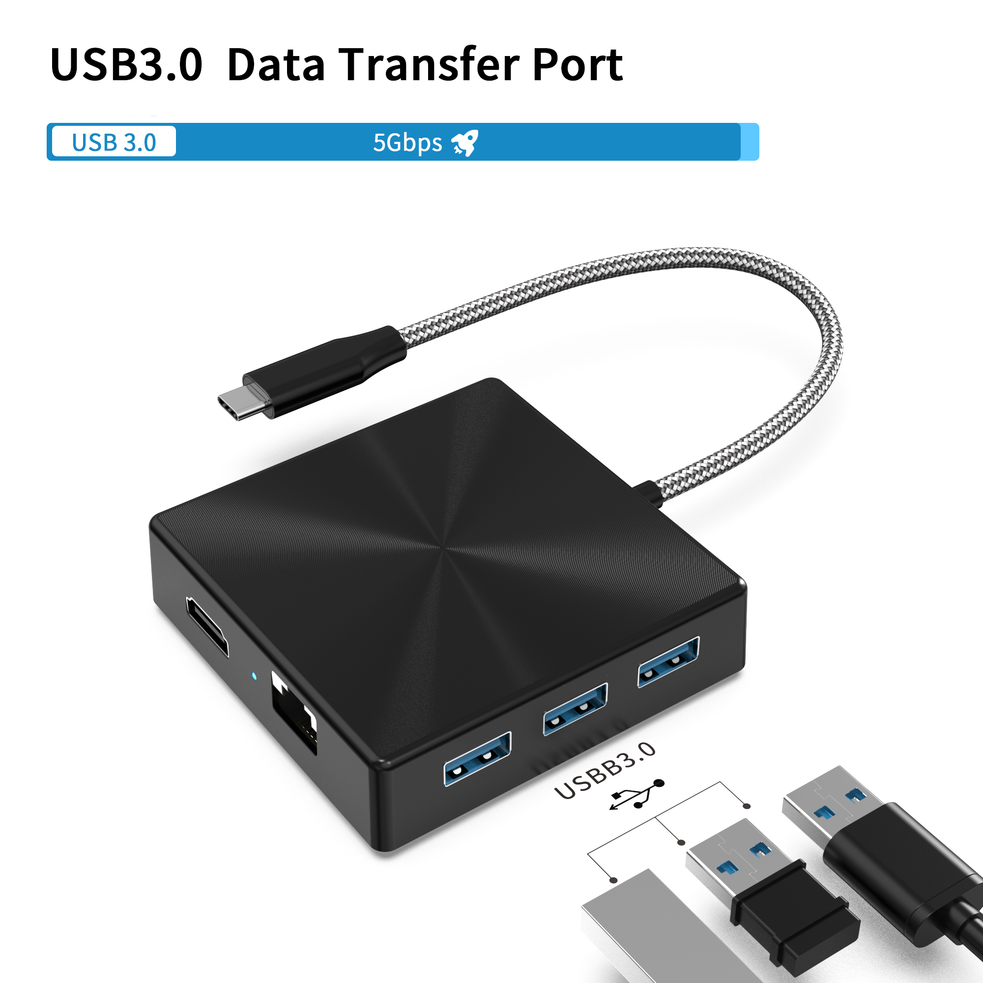 9 合 1 USB C HUB，帶 2 x HDMI 4K + Type C PD 100W Data+ 3 x USB A 3.0 + RJ45 1000Mbps + SD + TF 存儲卡讀卡器插槽多端口適配器擴展塢