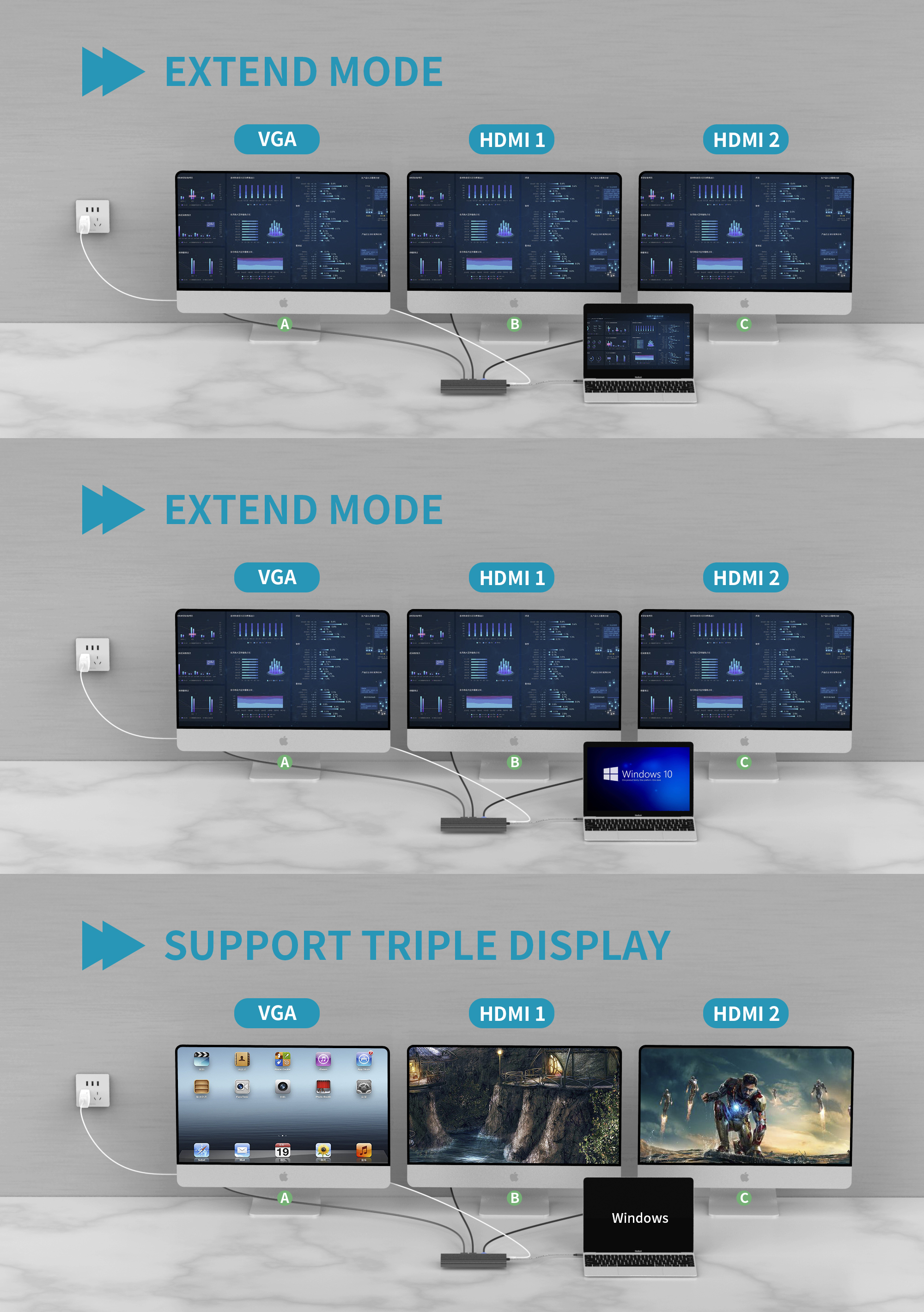 11 IN 1 usb c hub 2 x HDMI 4K 30HZ+ VGA + Type C PD 100W Data + RJ45 + 3 x USB A 3.0 + 3.5mm Audio/Mic + SD + TF k&aacute;rtyaolvas&oacute; t&ouml;bbportos dokkol&oacute; &aacute;llom&aacute;ssal laptophoz/telefonhoz