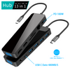 दर्पण चेहरा 13 IN 1 usb c हब्स् 2 x HDMI 4K 30HZ + VGA + PD 100W + प्रकार C Data + 3 x USB A 3.0 + RJ45 1000Mbps + 3.5mm ऑडियो + SD + TF कार्ड रीडर बहु ​​पोर्ट डॉकिंग स्टेशन सह
