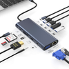 HDMI 4K 60HZ + DP + PD 100W + टाइप C डेटा + 3 x USB A 3.0 + USB A 2.0+ RJ45 1000Mbps + 3.5 मिमी ऑडियो + SD + TF कार्ड रीडर मल्टी पोर्ट डॉकिंग स्टेशन के साथ 12 IN 1 USB C हब