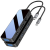 T&uuml;k&ouml;rlap 11 IN 1 usb c hub HDMI + VGA + PD + Type C adat + 3xUSB A 3.0 + RJ45 1000Mbps + 3.5mm AUX + SD + TF k&aacute;rtyaolvas&oacute; t&ouml;bb portos dokkol&oacute; &aacute;llom&aacute;s laptophoz/pc-hez