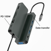 11 合 1 USB C 集線器，帶 HDMI 4K + VGA + PD 100W + Type C 數據 + 3 x USB A 3.0 + RJ45 1000Mbps + 3.5mm AUX + SD + TF 讀卡器多端口擴展塢，適用於筆記本電腦/手機
