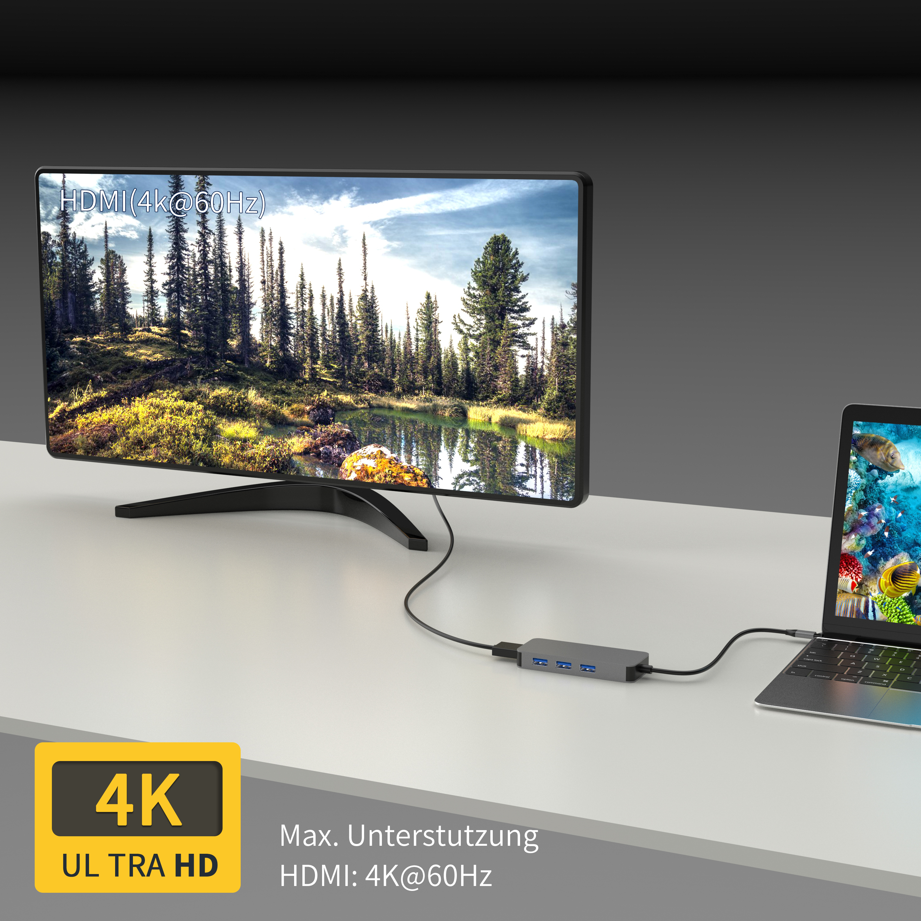 8 合 1 USB C 集線器 TYPE-C 轉 HDMI 4K@60HZ+PD100W+千兆 RJ45 1000Mbps+3 * USB-A 3.1 10Gbps+SD+TF 多功能擴展塢，適用於筆記本電腦/手機