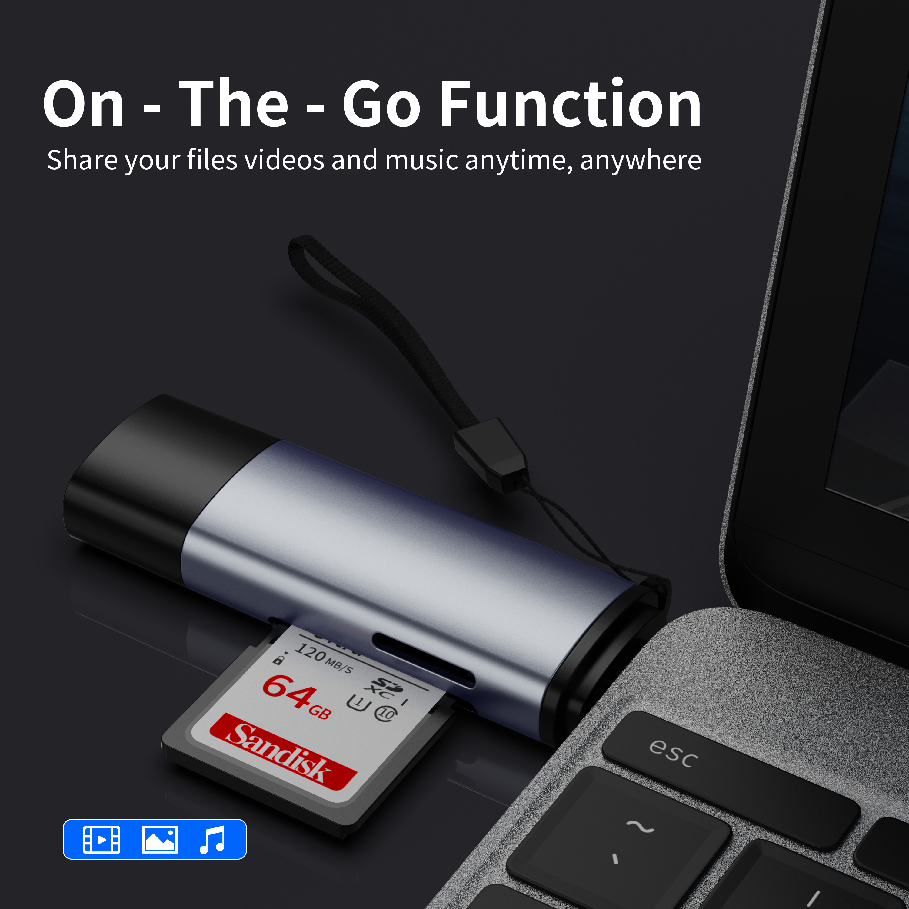 2 I 1 type c+usb et stik Kortl&aelig;ser SD TF l&aelig;sekort 3.0 hastighed 5 Gbps