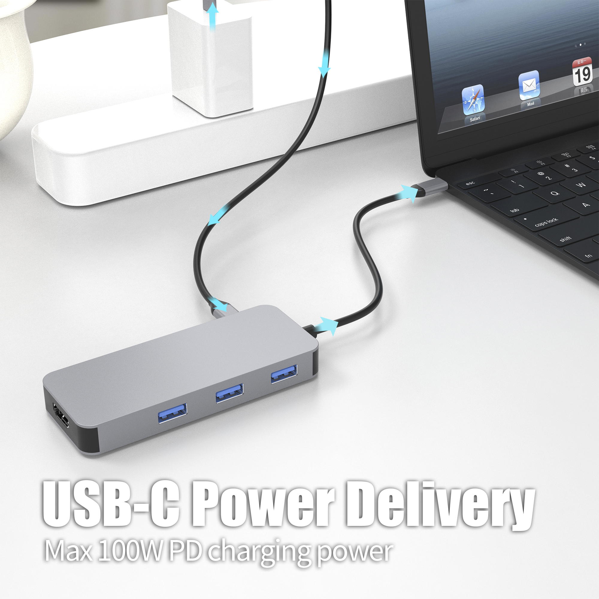 9 合 1 USB C 集線器，帶 2 x HDMI 4K 60HZ+ DP + PD 100W + USB A 3.1 10Gbps + 2 x USB A 2.0 + SD + TF 讀卡器多端口擴展塢，適用於筆記本電腦/手機