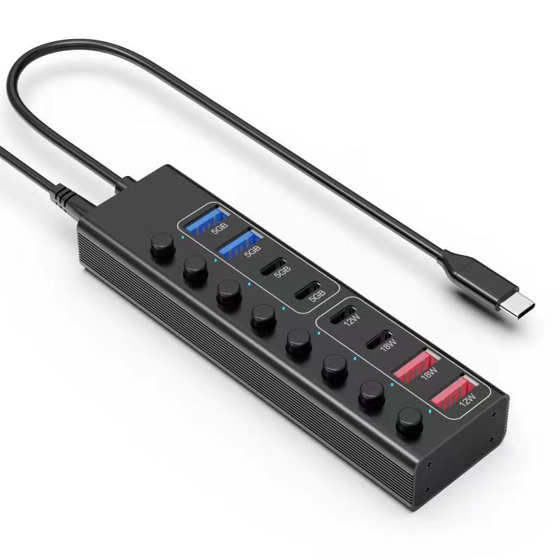 8 端口 USB 充電集線器 100W 台式機 |同時為 6 台設備充電