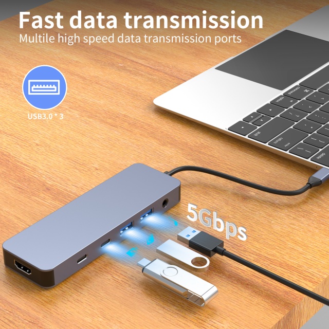 11 IN 1 USB c canti cum 2 x HDMI 4K 60HZ + DP + PD 100W + Typus C Data + USB 2.0 + 2 x USB A 3.0 + RJ45 1000Mbps + 3.5mm Audio/Mic + SD + TF card lector multi portus docking station