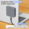 Hub USB C 9 &icirc;n 1 cu slot SSD M.2 NVMe 10Gbps, HDTV 4K60Hz 100W PD USB-C/USB-A 3.2, cititor de carduri SD/TF Design magnetic pentru telefon