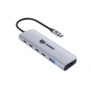 6 合 1 USB C 集線器，帶 PD 100W + 3 x C 型數據 + HDMI 4K30HZ + USB A 3.0 供電多端口適配器擴展塢，適用於筆記本電腦 MacBook