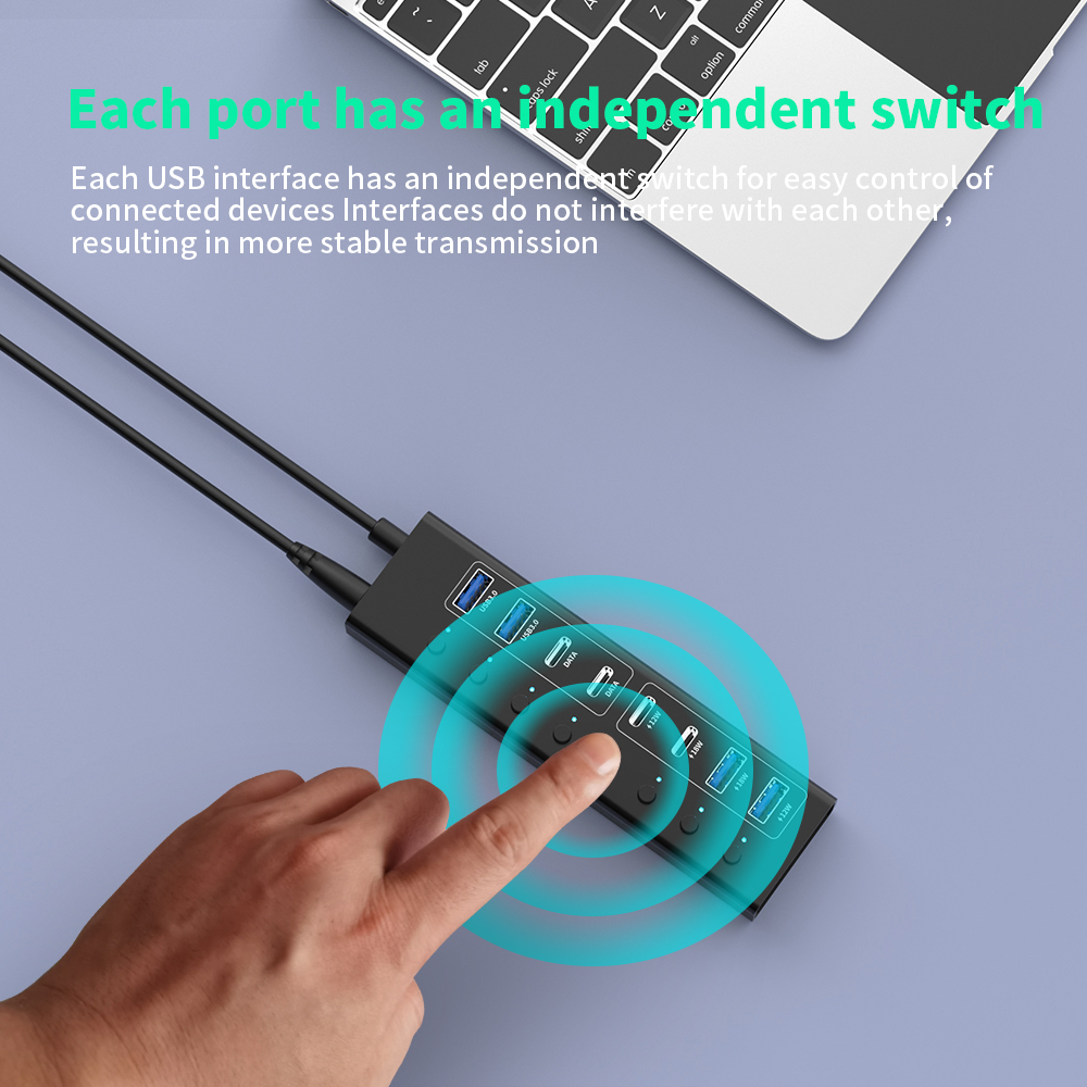 8 端口 USB 充電集線器 100W 台式機 |同時為 6 台設備充電