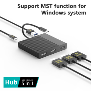 ট্রিপল HDMI 4K@60Hz, 100W PD চার্জিং এবং USB 3.0 সহ 5-in-1 USB-C হাব ডকিং স্টেশন