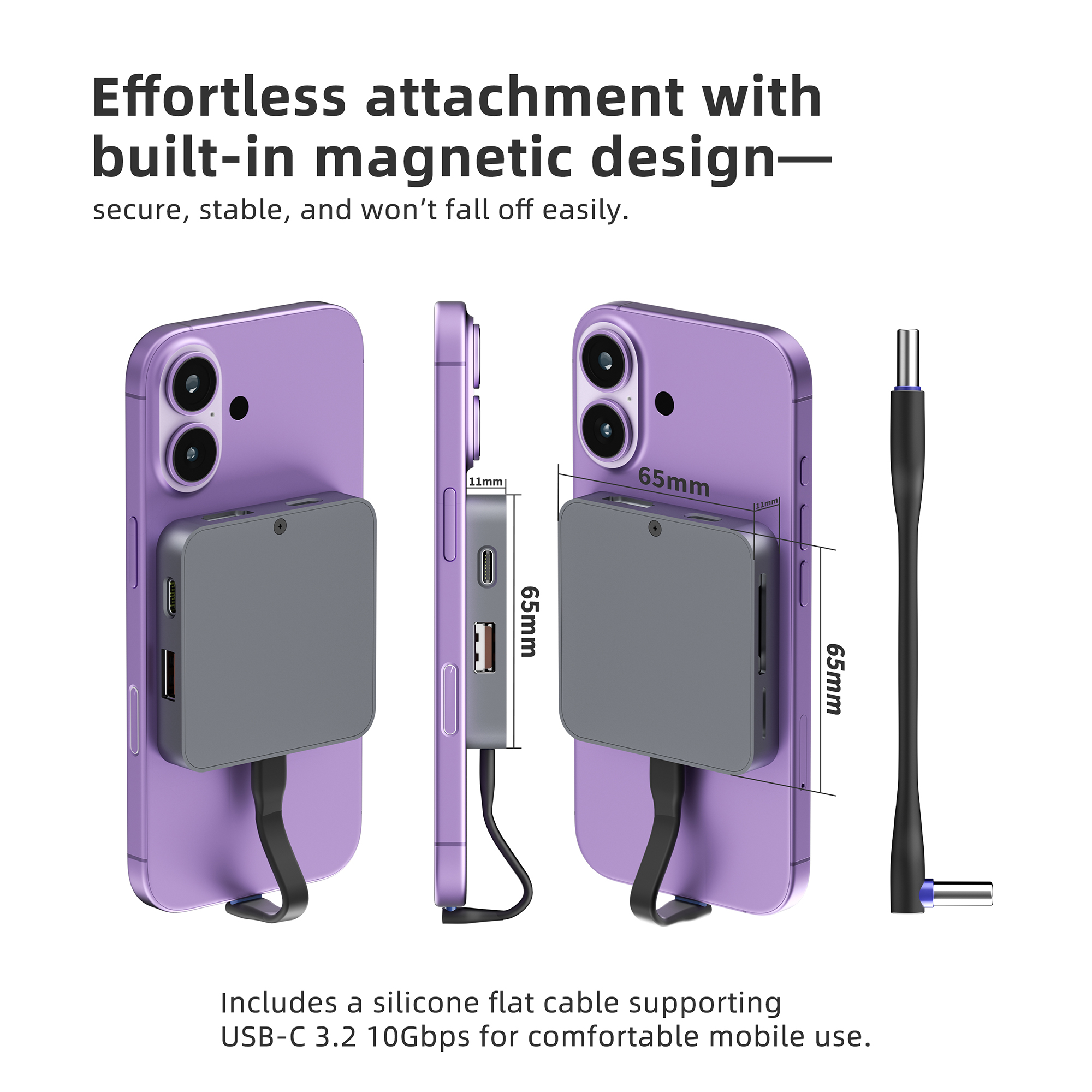 M.2 NVMe SSD оролттой 10Gbps, 4K60Hz HDTV 100W PD USB-C/USB-A 3.2, SD/TF карт уншигч утсанд зориулсан соронзон дизайнтай 9-ийг 1 USB C төв