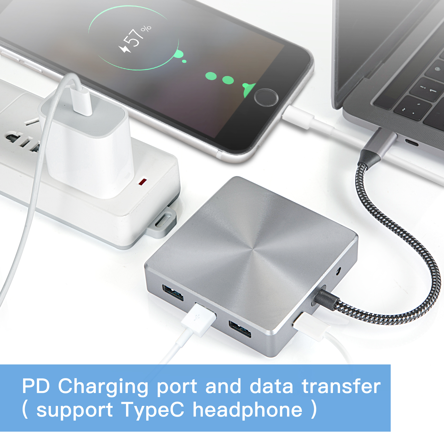 Rozbočovač USB-C 9 v 1 s du&aacute;ln&iacute;m HDMI 4K, Gigabit Ethernet, 100W PD, porty USB 3.0, čtečky karet SD/TF – dokovac&iacute; stanice pro MacBook/Windows Laptop