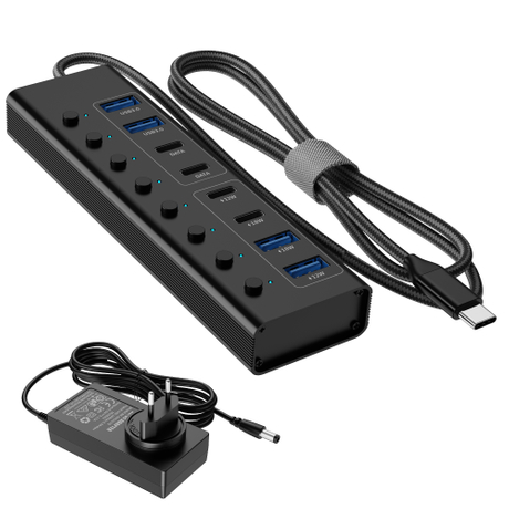 8 端口 USB 充電集線器 100W 台式機 |同時為 6 台設備充電