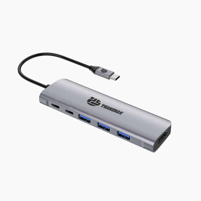 6 IN 1 USB C HUB з HDMI 4K30HZ + PD 100W + Type C Data + 3 x USB A 3.0 сілкаванне шматпортавы адаптар док-станцыя для ноўтбука macbook