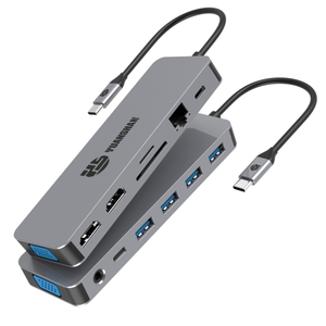 13 In 1 USB C Hubs met 2 x HDMI 4K 30Hz + VGA + PD 100W + Type C Gegevens + 3 x USB A 3.0 + RJ45 1000 Mbps + 3,5 mm Audio + SD + TF -kaartlezer Multi Port Docking Station Station