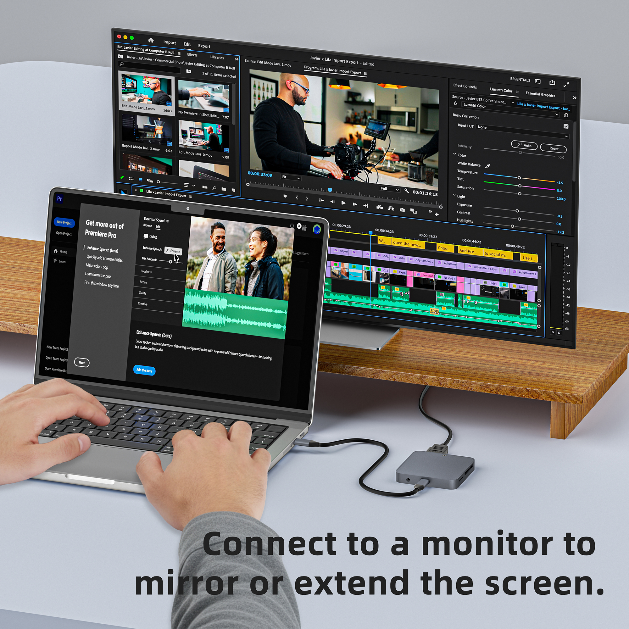 M.2 NVMe SSD оролттой 10Gbps, 4K60Hz HDTV 100W PD USB-C/USB-A 3.2, SD/TF карт уншигч утсанд зориулсан соронзон дизайнтай 9-ийг 1 USB C төв