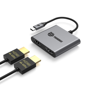 2 In 1 Type C tot 2 x Hdmi 4K60Hz USB C Hub HDMI Adapter Splitter voor laptop/macbook