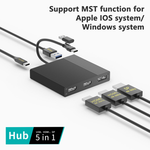 Stacja dokująca USB-C MST 5 w 1 dla komputer&oacute;w Mac i Windows, dwa złącza HDMI + DP, wyświetlacz 8K, ładowanie PD 100 W
