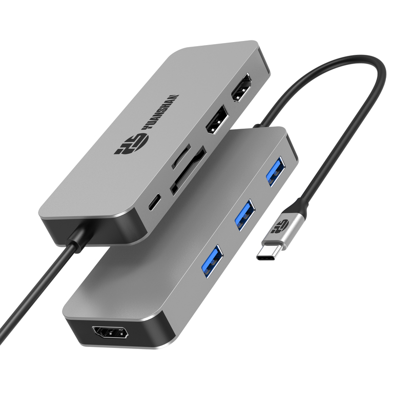 9 合 1 USB C 集線器，帶 2 x HDMI 4K 60HZ+ DP + PD 100W + USB A 3.1 10Gbps + 2 x USB A 2.0 + SD + TF 讀卡器多端口擴展塢，適用於筆記本電腦/手機