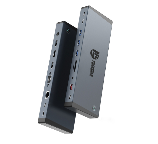 18 合 1 USB-C 擴展塢，帶開關 DC 240W DP 2*HDMI VGA LAN PD USB-A/C 3.1 Thunderbolt 4 SD TF 3.5mm音頻和麥克風多功能 4 顯示器擴展塢，適用於筆記本電腦/Macbook