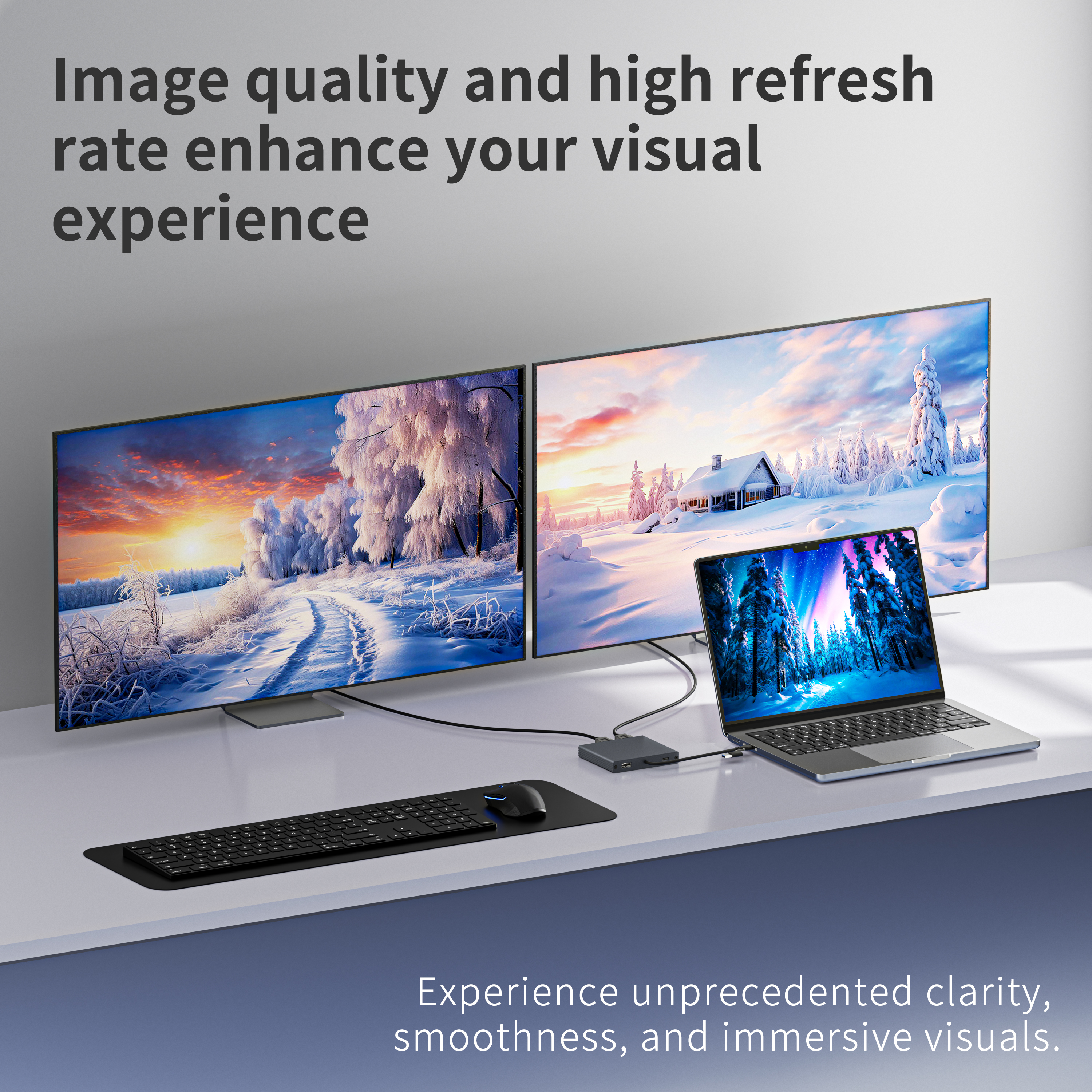 8K Dwi HDMI + DP MST Stesen Dok USB-C | Cip DL6950 | 100W PD | USB-A 3.0 | Untuk iOS & Windows