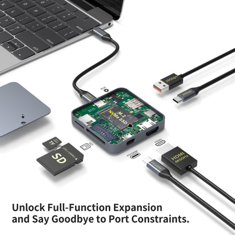 محطة إرساء 9 في 1 NVMe SSD بسرعة 10 جيجابت في الثانية USB-C
