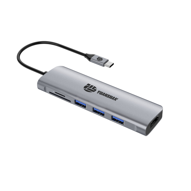 6 in 1 USB C HUB與HDMI 4K30Hz + 3 x USB A 3.0 + SD + SD + TF存儲卡讀取器插槽插槽Multi Port Adapter docking Stop for筆記本電腦MacBook