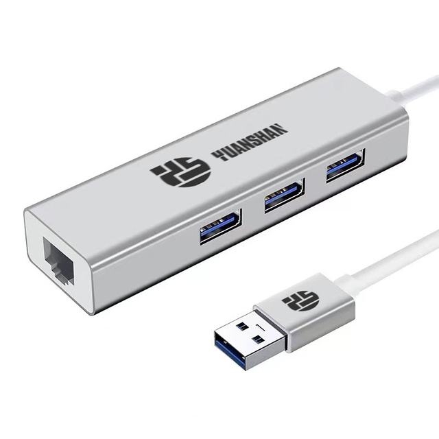 4 У 1 USB-ХАБ USB-A раз'ём да 3xUSB-A 3.0+Gigabit RJ45 1000Mbps порт док-станцыі з Ethernet для ноўтбука