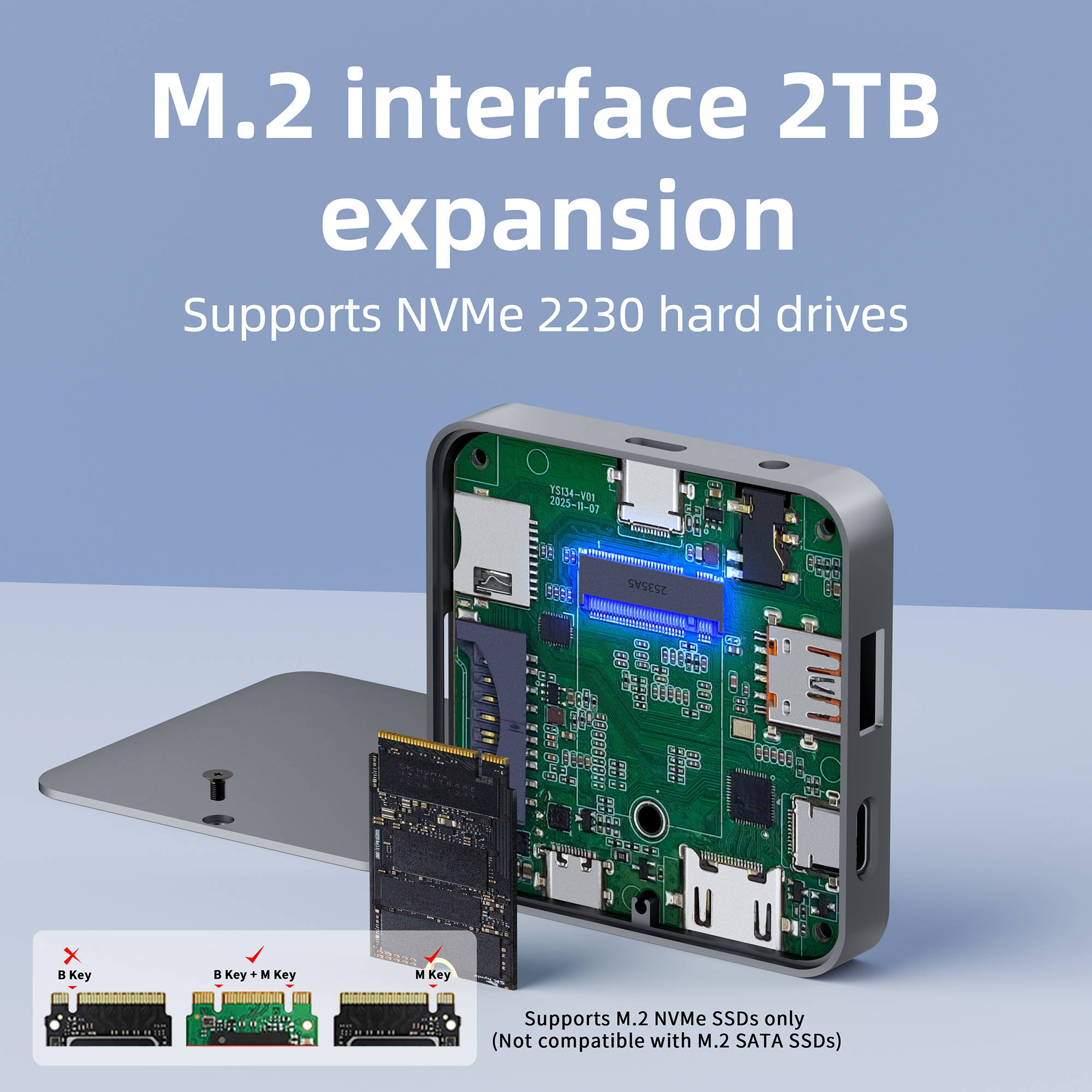 Hub USB C 9 &icirc;n 1 cu slot SSD M.2 NVMe 10Gbps, HDTV 4K60Hz 100W PD USB-C/USB-A 3.2, cititor de carduri SD/TF Design magnetic pentru telefon