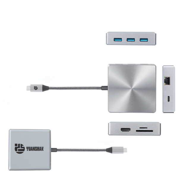 8 合 1 USB C HUB 帶 HDMI 4K60HZ + PD 100W + 3 x USB A 3.0 + RJ45 1000Mbps + SD + TF 存儲卡讀卡器插槽多端口適配器擴展塢